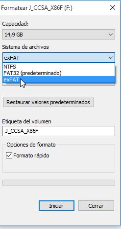Formatear en exFAT