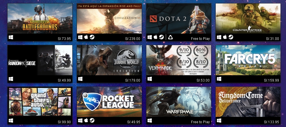 STEAM 2018 más vendidos platino